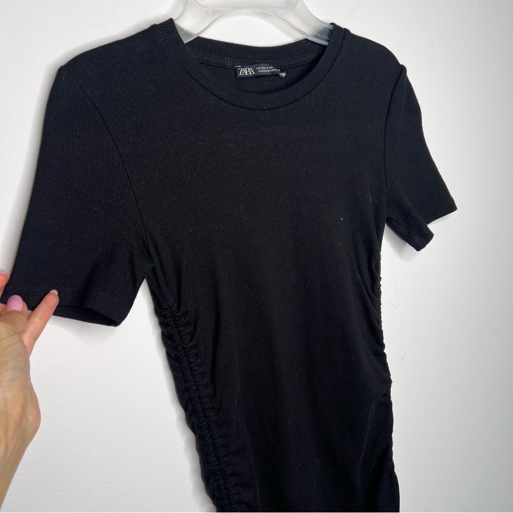 Zara Ruched Ribbed Dress A17 - Picture 4 of 11